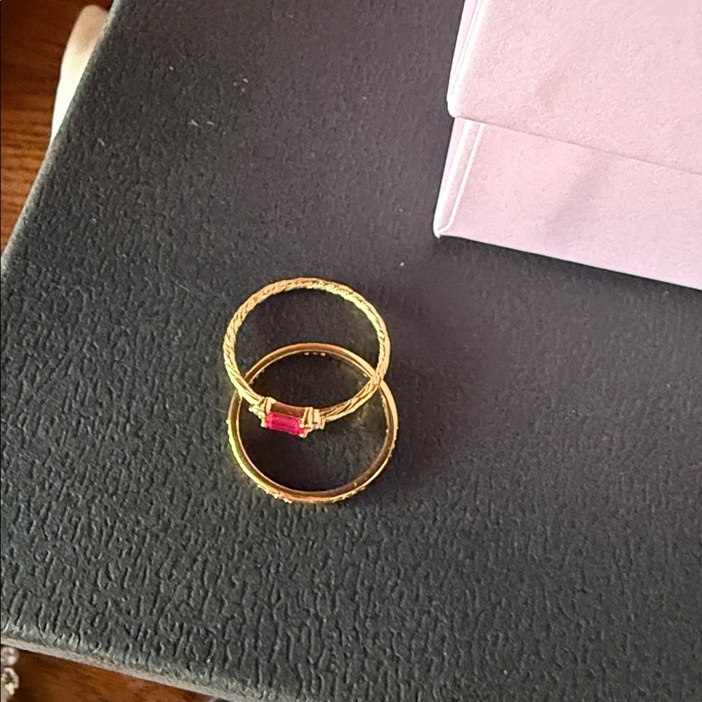 Gold and red ring set